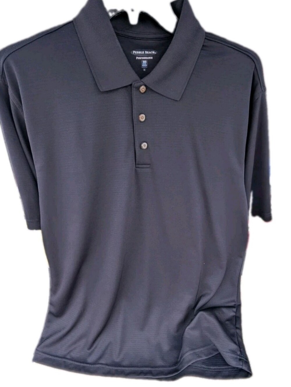 Pebble Beach Performance Golf Polo Shirt Mens Size Large Black Short Sleeve